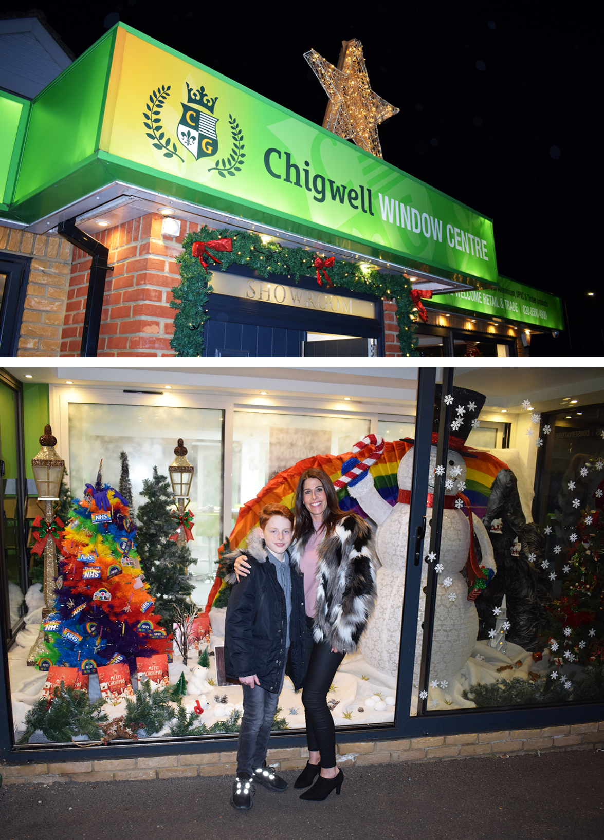 Window display winner Lewis Ralph with his Mum